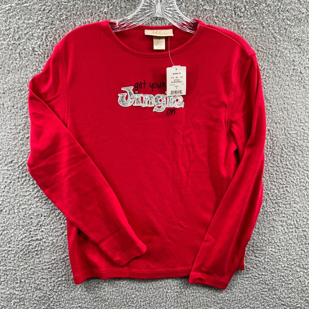 Women S Red Christmas Graphic Tee Long Sleeve Get Your Jingle On Fun Holiday Top